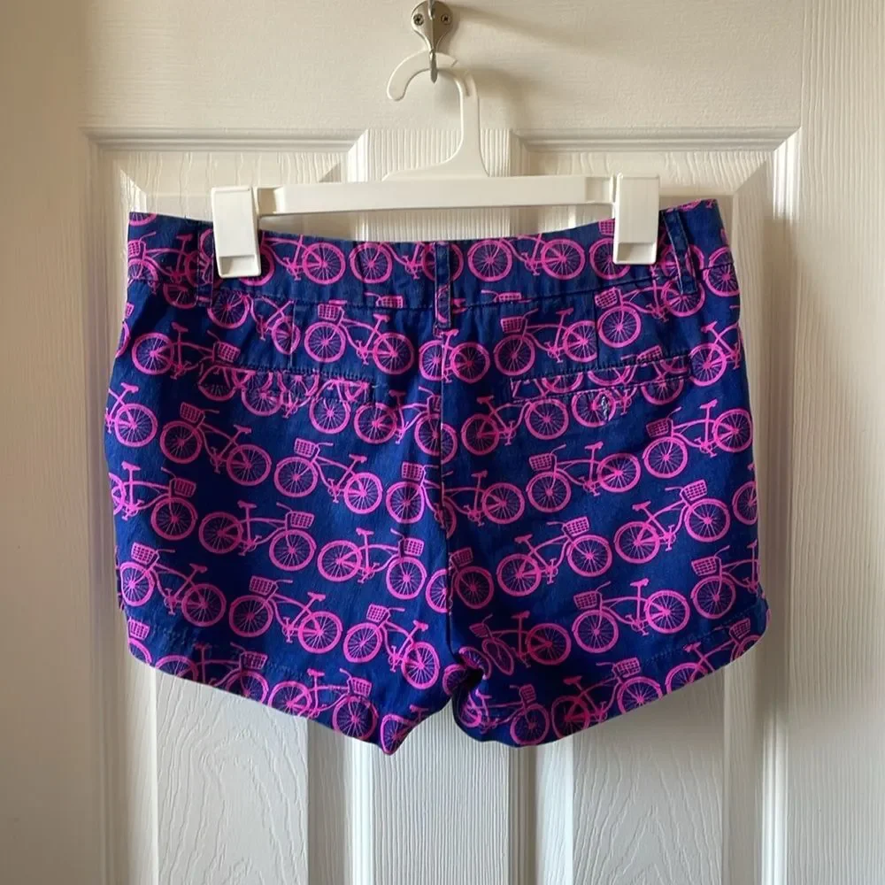 MacBeth Collection by Margaret Josephs Pink Bicycle Print Shorts Preppy